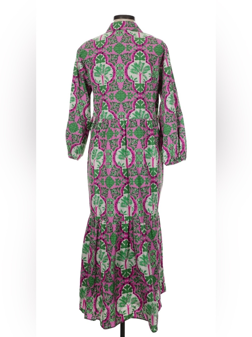 Anthropologie Maeve The Bettina Midi Dress, shirt dress, medium green pink - Picture 5 of 7